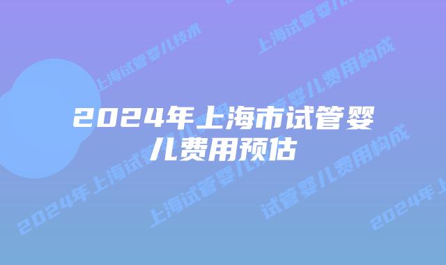 2024年上海市试管婴儿费用预估