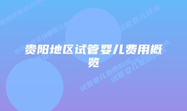 贵阳地区试管婴儿费用概览