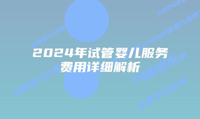 2024年试管婴儿服务费用详细解析