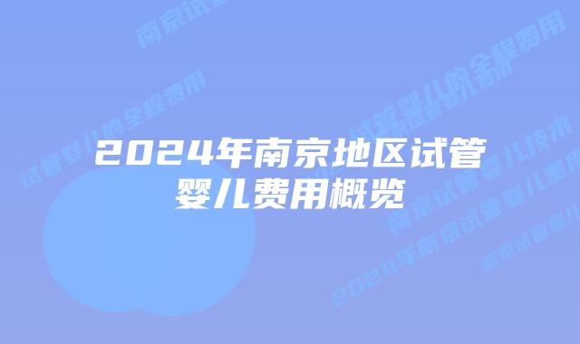 2024年南京地区试管婴儿费用概览