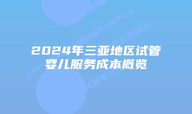 2024年三亚地区试管婴儿服务成本概览
