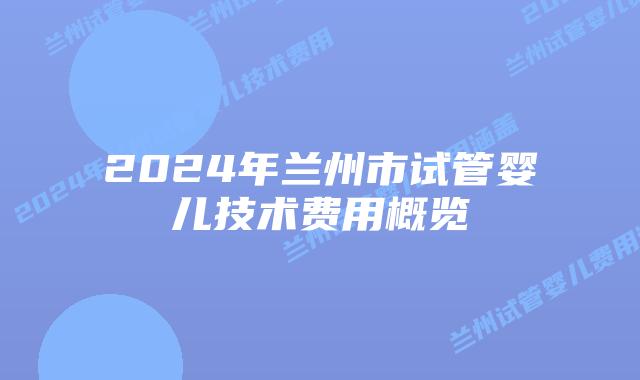 2024年兰州市试管婴儿技术费用概览
