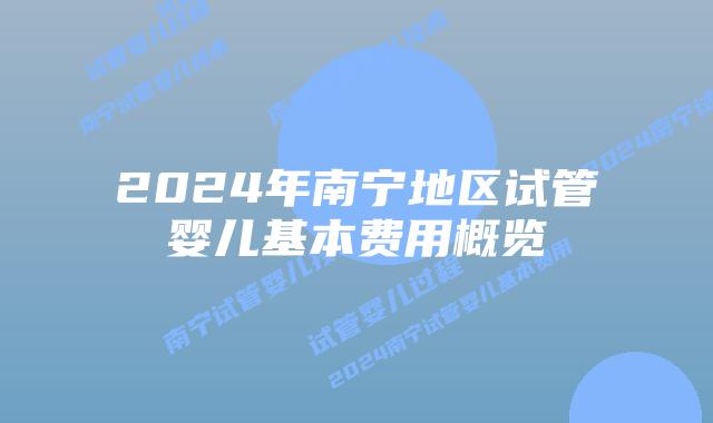 2024年南宁地区试管婴儿基本费用概览