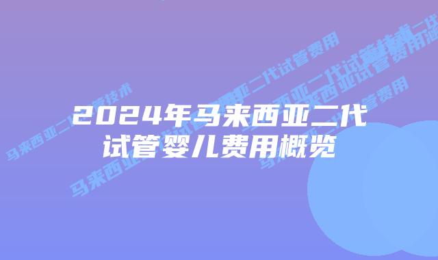 2024年马来西亚二代试管婴儿费用概览