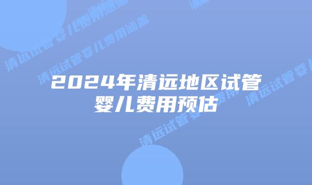2024年清远地区试管婴儿费用预估