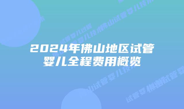 2024年佛山地区试管婴儿全程费用概览