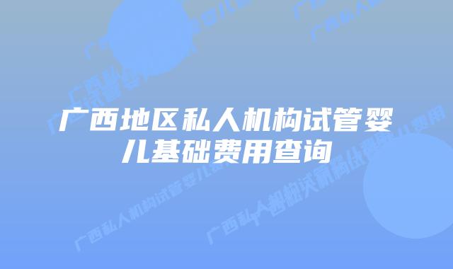 广西地区私人机构试管婴儿基础费用查询