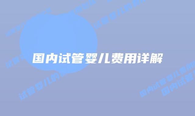 国内试管婴儿费用详解