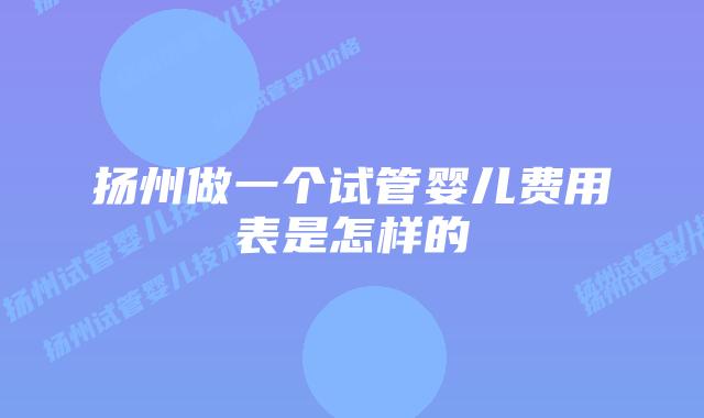 扬州做一个试管婴儿费用表是怎样的