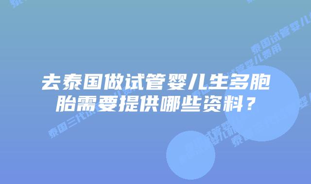 去泰国做试管婴儿生多胞胎需要提供哪些资料？