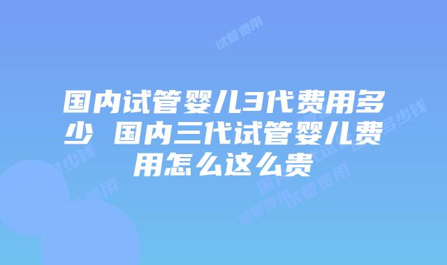 国内试管婴儿3代费用多少 国内三代试管婴儿费用怎么这么贵