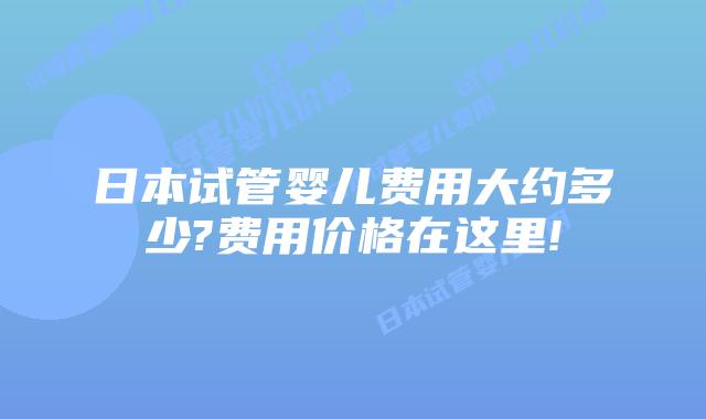 日本试管婴儿费用大约多少?费用价格在这里!