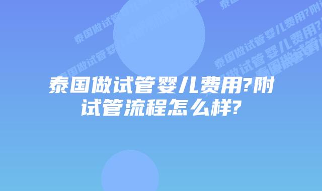 泰国做试管婴儿费用?附试管流程怎么样?
