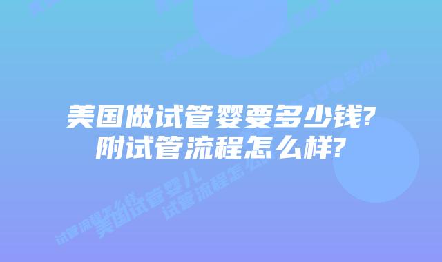 美国做试管婴要多少钱?附试管流程怎么样?