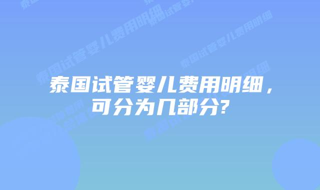 泰国试管婴儿费用明细，可分为几部分?