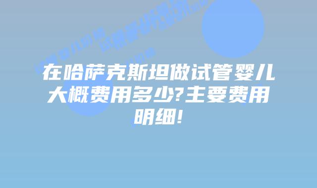 在哈萨克斯坦做试管婴儿大概费用多少?主要费用明细!