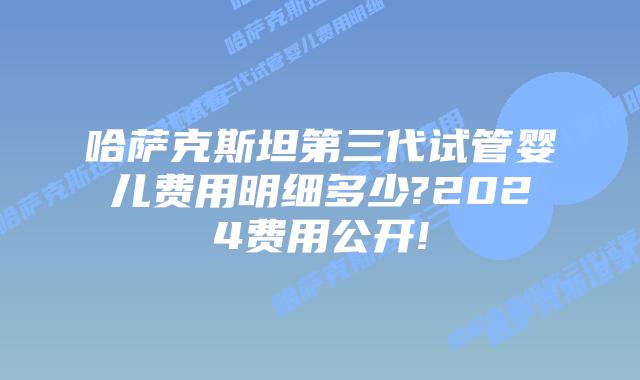 哈萨克斯坦第三代试管婴儿费用明细多少?2024费用公开!