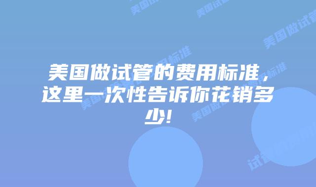 美国做试管的费用标准，这里一次性告诉你花销多少!