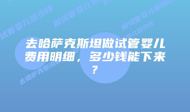 去哈萨克斯坦做试管婴儿费用明细，多少钱能下来?