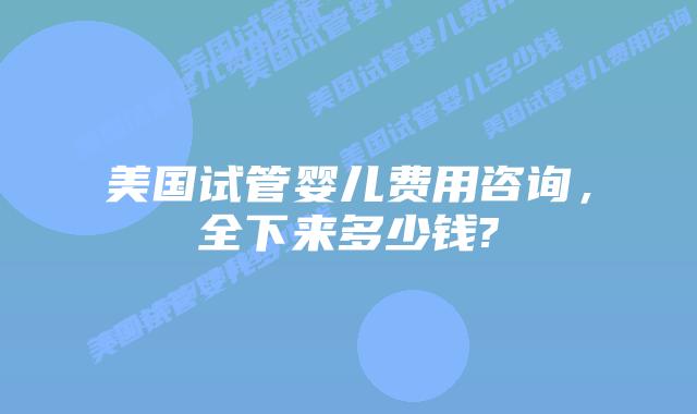 美国试管婴儿费用咨询，全下来多少钱?