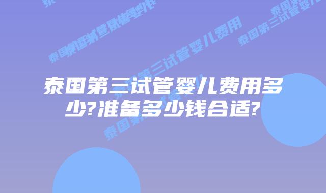 泰国第三试管婴儿费用多少?准备多少钱合适?