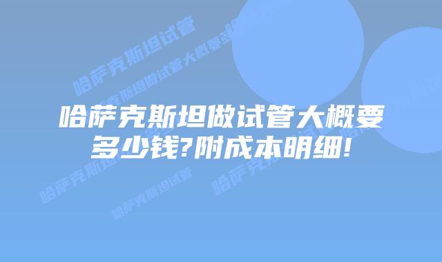 哈萨克斯坦做试管大概要多少钱?附成本明细!