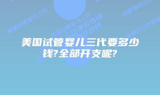 美国试管婴儿三代要多少钱?全部开支呢?