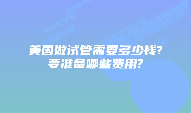 美国做试管需要多少钱?要准备哪些费用?