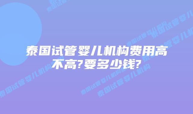 泰国试管婴儿机构费用高不高?要多少钱?