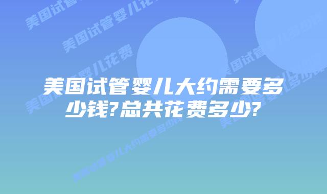 美国试管婴儿大约需要多少钱?总共花费多少?