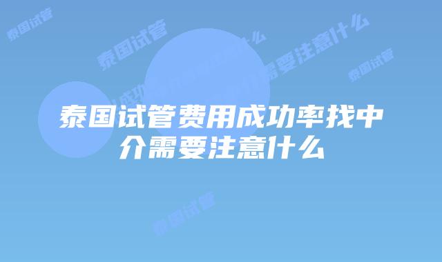 泰国试管费用成功率找中介需要注意什么