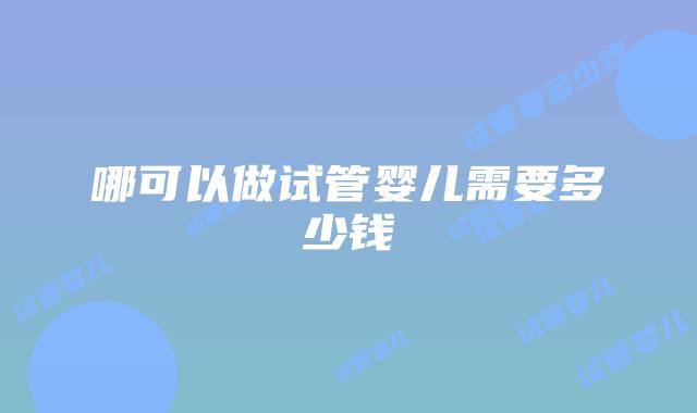 哪可以做试管婴儿需要多少钱