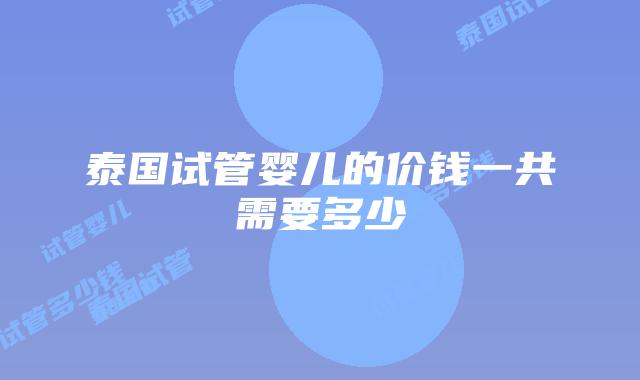 泰国试管婴儿的价钱一共需要多少
