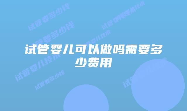 试管婴儿可以做吗需要多少费用