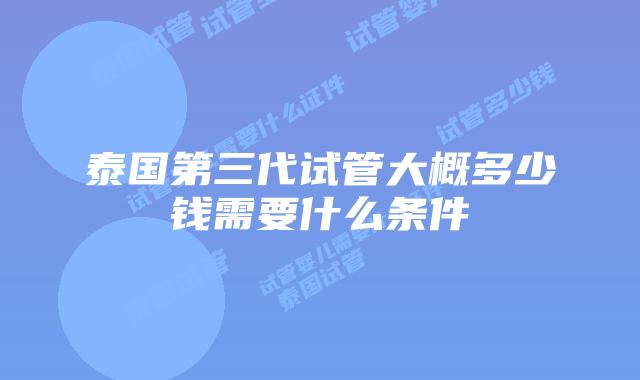 泰国第三代试管大概多少钱需要什么条件