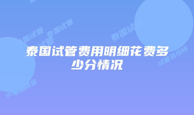 泰国试管费用明细花费多少分情况