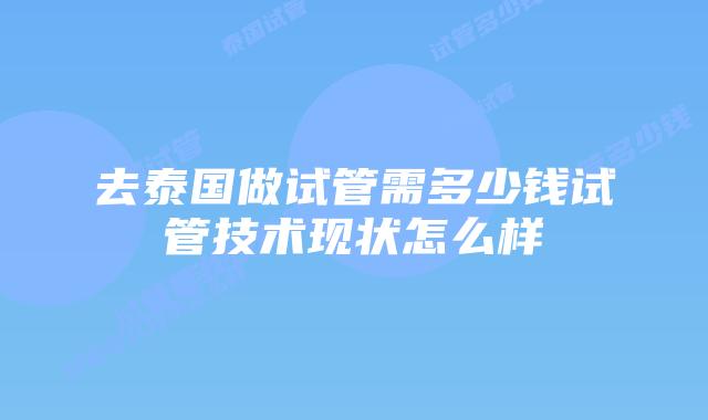 去泰国做试管需多少钱试管技术现状怎么样