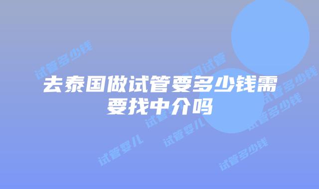 去泰国做试管要多少钱需要找中介吗