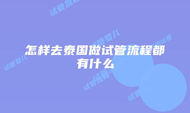 怎样去泰国做试管流程都有什么