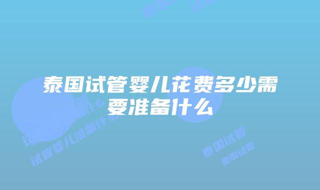 泰国试管婴儿花费多少需要准备什么