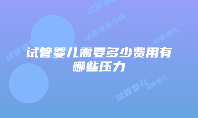 试管婴儿需要多少费用有哪些压力