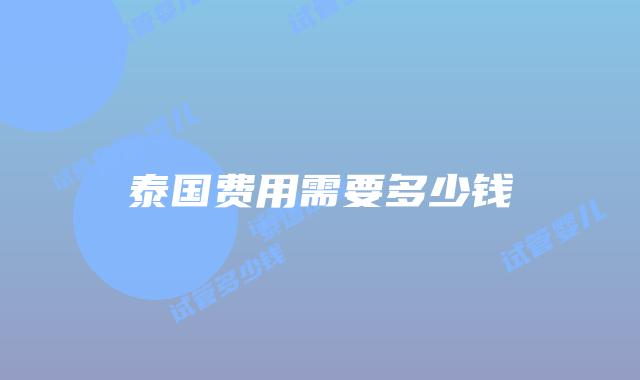 泰国费用需要多少钱