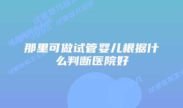 那里可做试管婴儿根据什么判断医院好