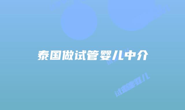 泰国做试管婴儿中介