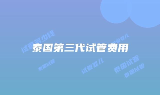 泰国第三代试管费用
