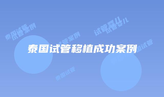 泰国试管移植成功案例