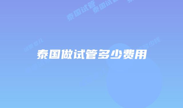 泰国做试管多少费用