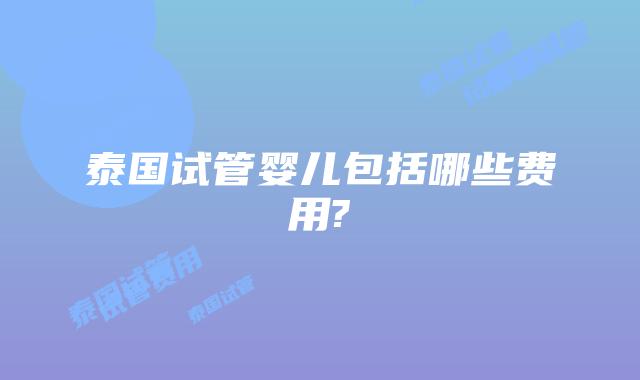 泰国试管婴儿包括哪些费用?