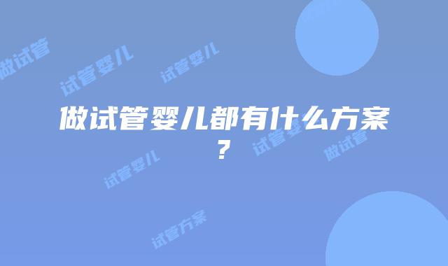 做试管婴儿都有什么方案?