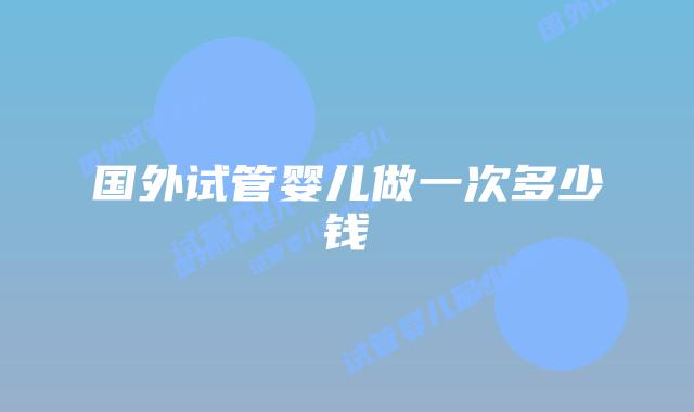 国外试管婴儿做一次多少钱